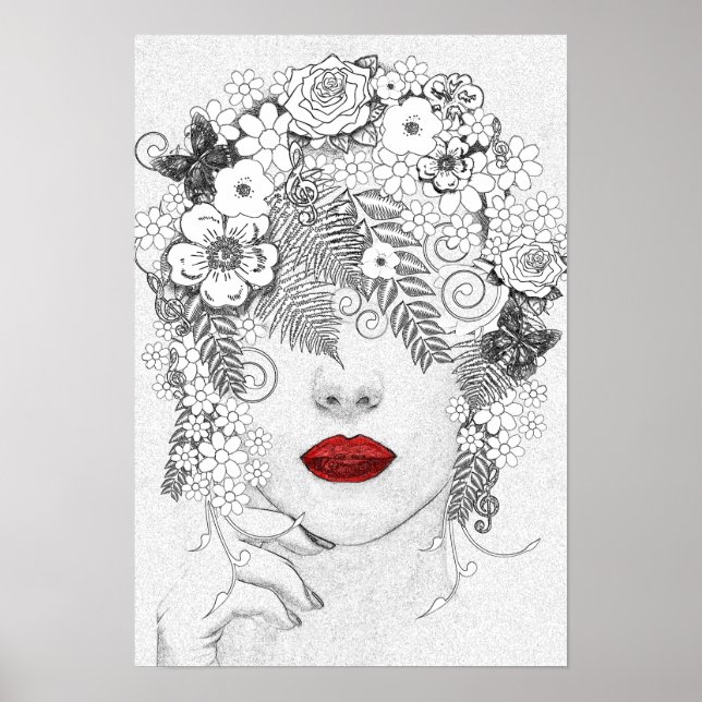 Woman with Red Lips Poster (Front)