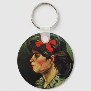Woman with Red Ribbon Portrait by Vincent van Gogh Key Ring