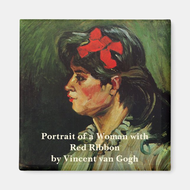 Woman with Red Ribbon Portrait by Vincent van Gogh Magnet (Front)