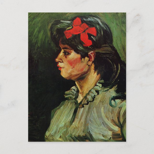 Woman with Red Ribbon Portrait by Vincent van Gogh Postcard (Front)