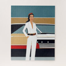 Woman with Retro Car