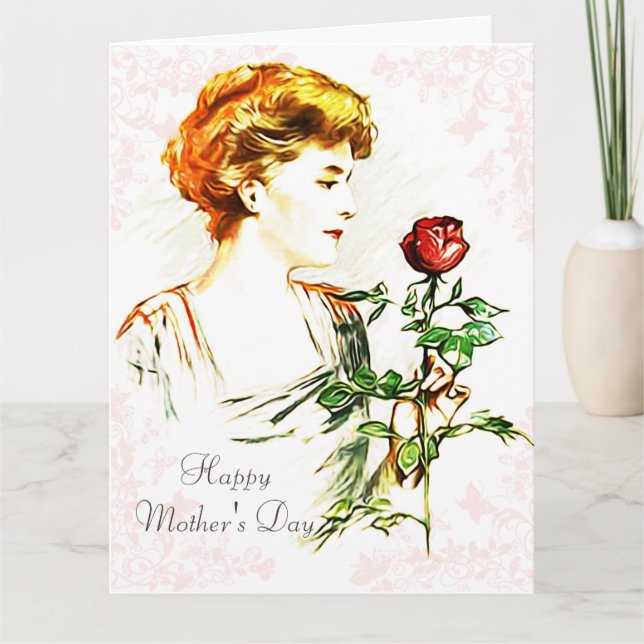 Woman with Rose Greeting Card (Front)