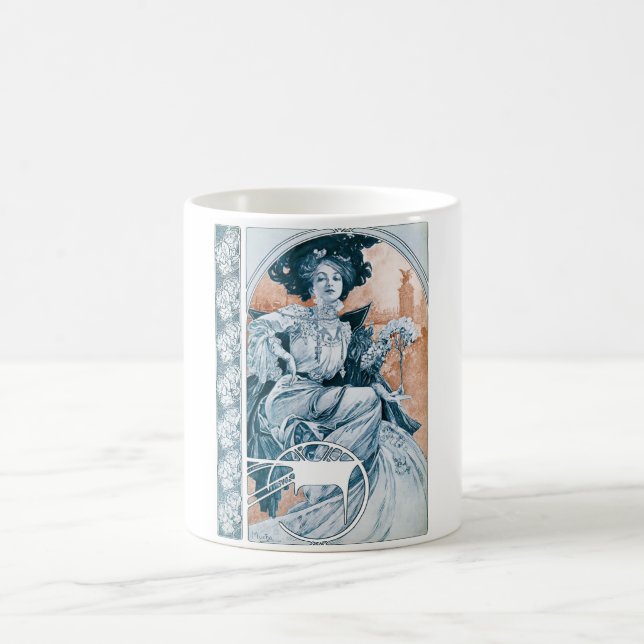 Woman with Rose, Mucha Coffee Mug (Center)