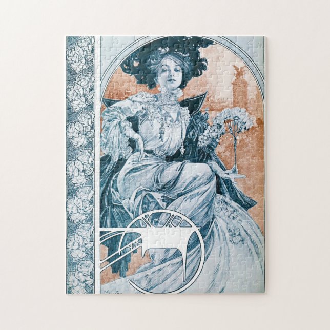 Woman with Rose, Mucha Jigsaw Puzzle (Vertical)
