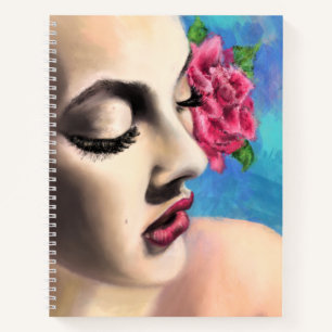 Woman with Rose Notebook