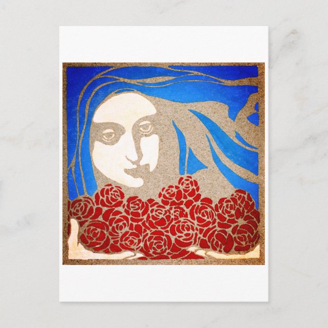 Woman with roses postcard (Front)