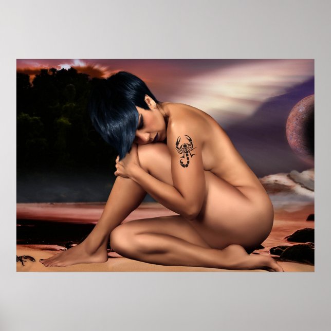 Woman with Scorpion Tattoo Artwork Poster (Front)