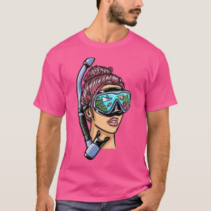 Woman With Snorkelling Mask Diving Diver T-Shirt