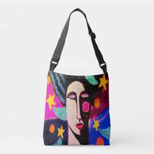 Woman with Stars Abstract Painting Crossbody Bag