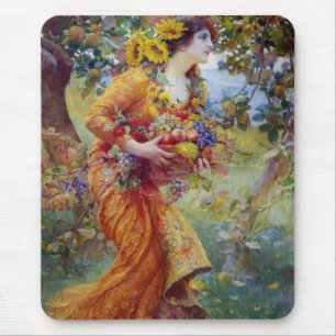 Woman with Summer Bounty Mouse Mat