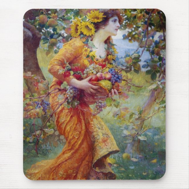 Woman with Summer Bounty Mouse Mat (Front)