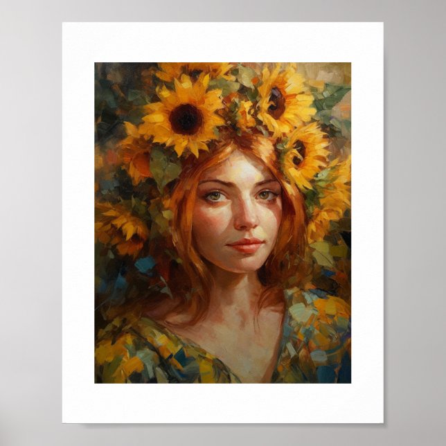 Woman With Sunflowers in Her Hair Poster (Front)