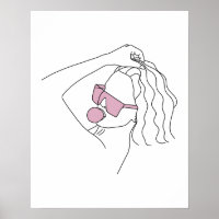 Woman With Sunglasses And Bubble Gum Line Art