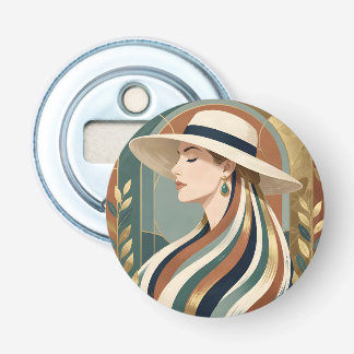Woman with sunhat art deco bottle opener