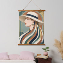 Woman with sunhat art deco