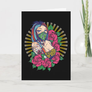 Woman With Tattoos Card