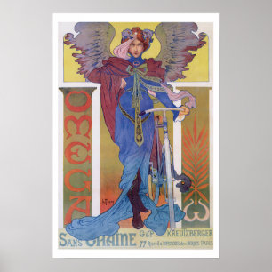 Woman with Vintage Bicycle Poster