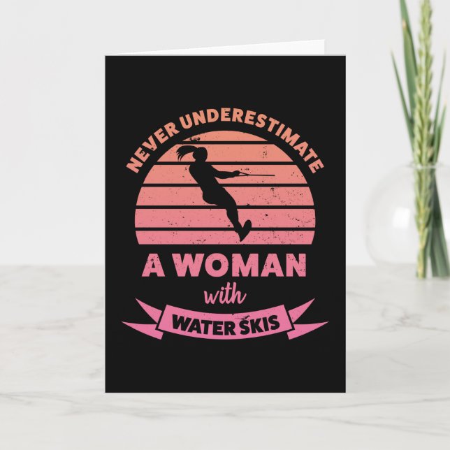 Woman with Water Skis Funny Gifts Wife Card (Front)