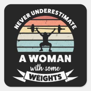 Woman with Weights Funny Gift Wife Mom Square Sticker