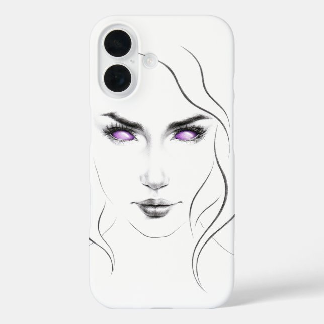 Woman with Weird Purple Eyes Minimalist Line Art Case-Mate iPhone Case (Back)