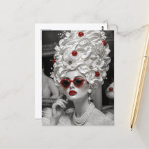 Woman with Whipped Cream Flowers and Cherries Hair
