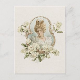 Woman with White Roses Postcard