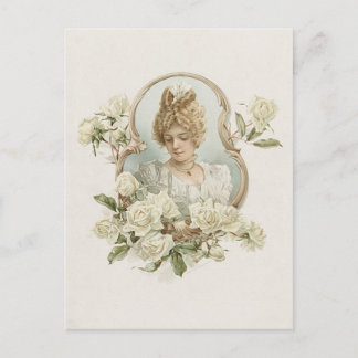 Woman with White Roses Postcard
