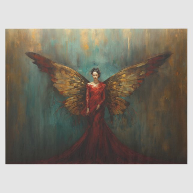 Woman with wings, Angel, Decoupage, Tissue paper,  Paper (Front)