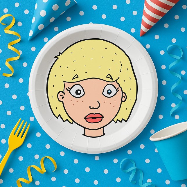 Woman With Yellow Hair Paper Plate (Creator Uploaded)