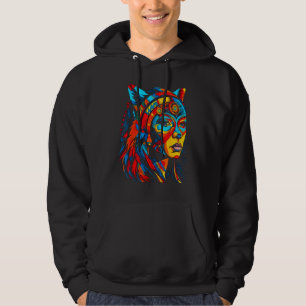 Woman Wolf Head Native American Creative Hoodie