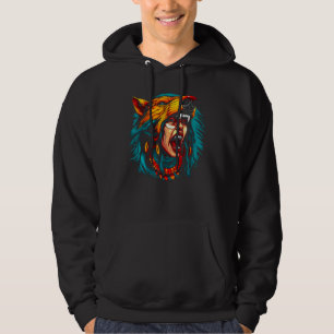 Woman Wolf Head Native American Powwow Hoodie