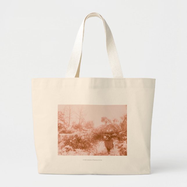 Woman Wood Gatherer Large Tote Bag (Front)