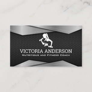 Woman Working Out Logo Fitness and Health Business Card