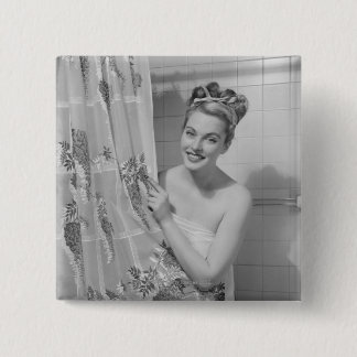 Woman Wrapped Up 15 Cm Square Badge