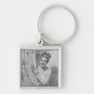 Woman Wrapped Up Key Ring