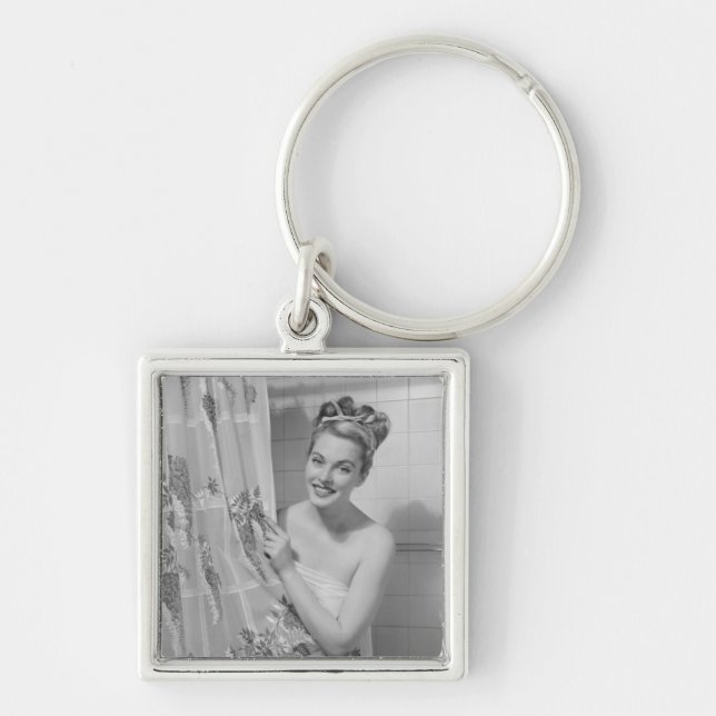 Woman Wrapped Up Key Ring (Front)