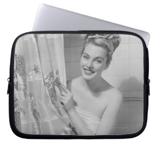 Woman Wrapped Up Laptop Sleeve