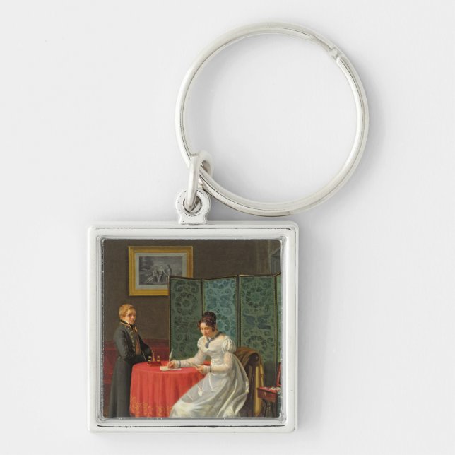 Woman Writing a Letter Key Ring (Front)