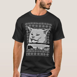Woman Yelling at a Cat Ugly Christmas Sweater Part