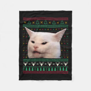 Woman Yelling At A Cat Ugly X-mas Sweaters Funny M Fleece Blanket