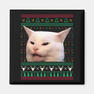 Woman Yelling At A Cat Ugly X-mas Sweaters Funny M Magnet