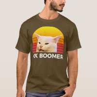 Woman Yelling At Table Dinner Funny Cat Ok Boomer