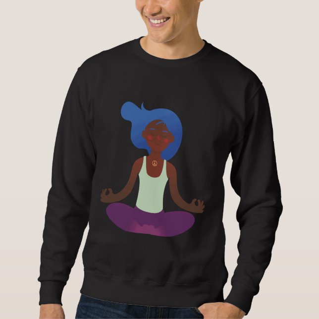 Woman Yoga Lotus Position Vector Sweatshirt (Front)