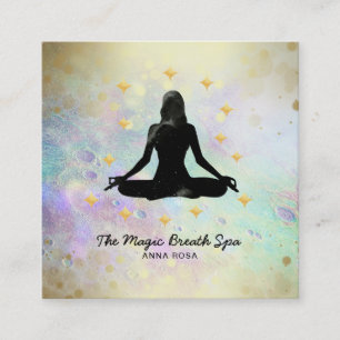 *~ Woman Yoga Meditation  Mindfulness Gold Glitter Square Business Card