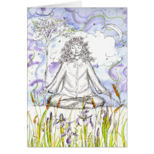 Woman Yoga Meditation Namaste Rose Drawing Blank