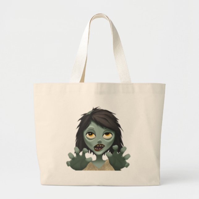 Woman Zombie - Emoji Large Tote Bag (Front)