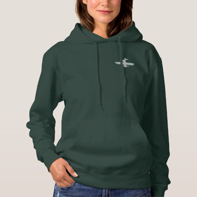 WomanLifeFreedom Faravahar Green Hoodie (Front)