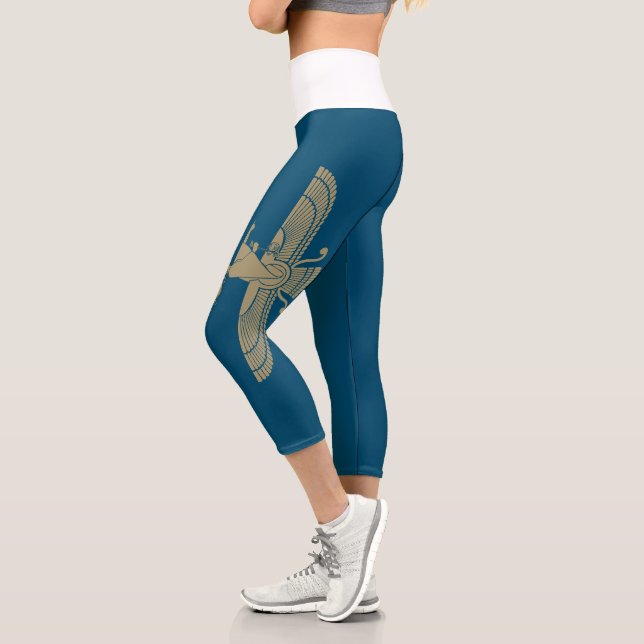 WomanLifeFreedom Gold Capri Leggings (Left)