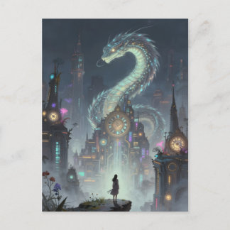  Womanon a Precipice Overlooking on Ancient City Postcard