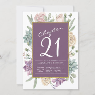 Woman's 21st Birthday Floral Surprise Party Invitation